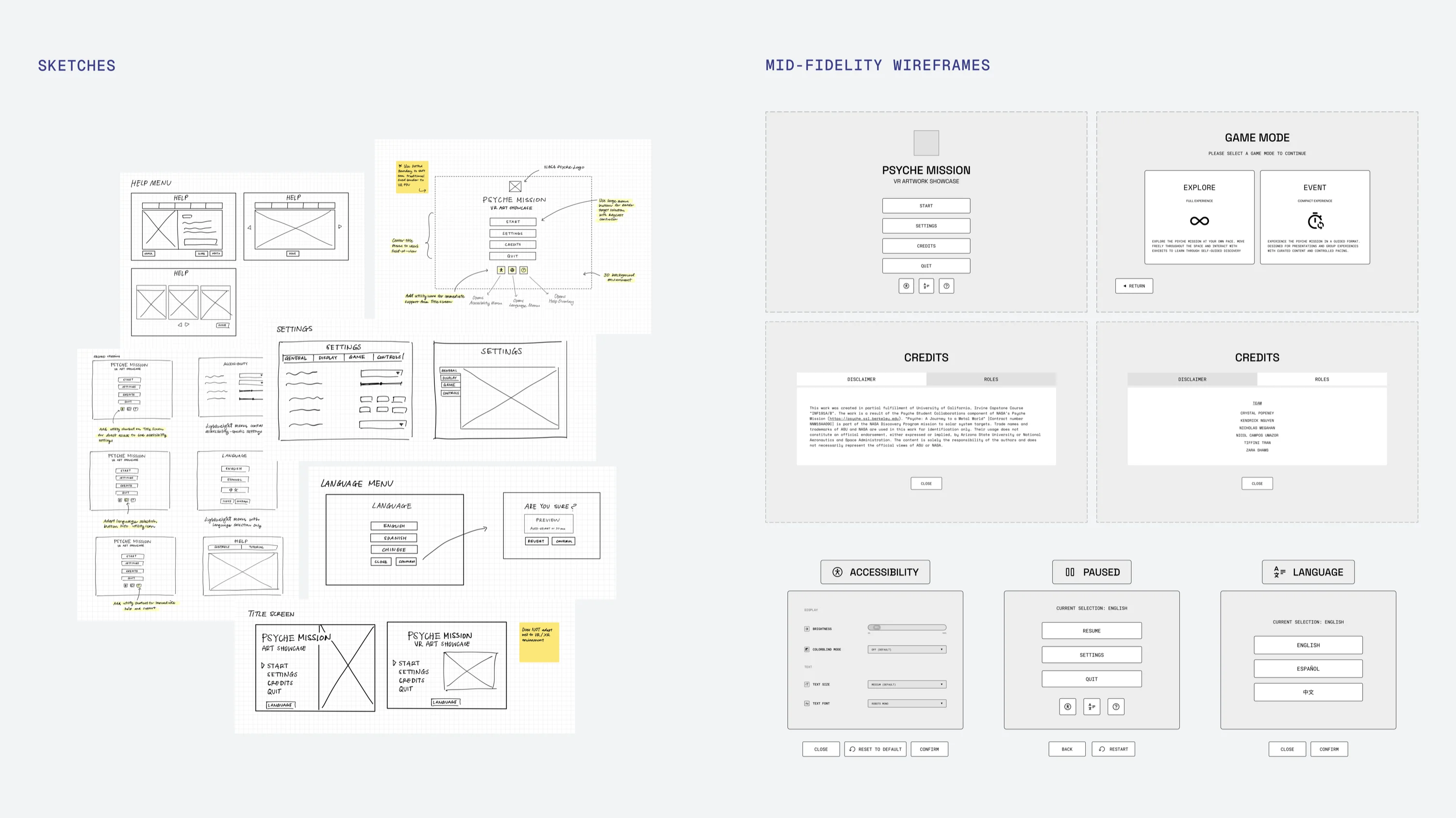 Mid-fidelity Wireframes